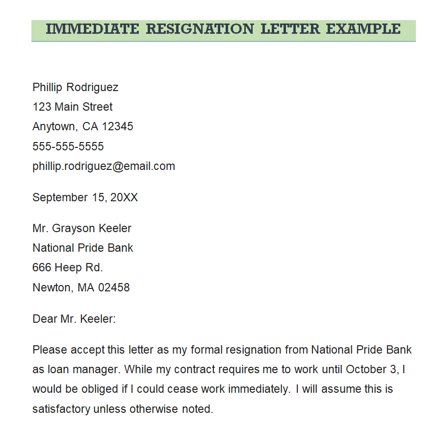 12 Practical Immediate Resignation Letter Samples Doc Templates Show