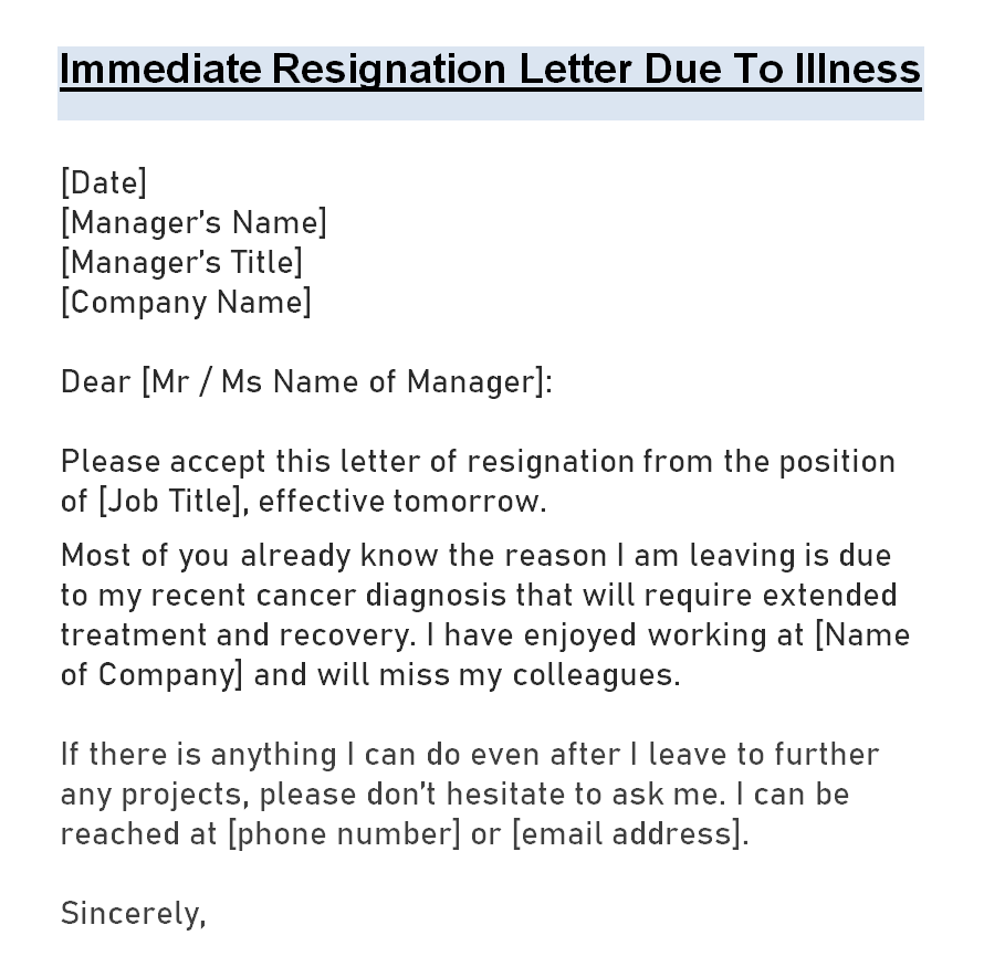 12 Practical Immediate Resignation Letter Samples Doc Templates Show