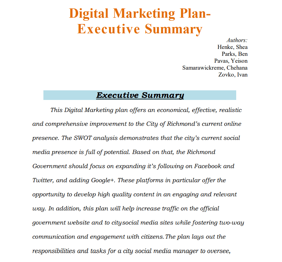 Top 6 Marketing Plan Executive Summary Examples PDF - Templates Show