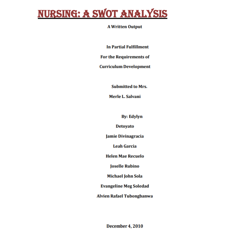 7 Practical Nursing SWOT Analysis Examples In PDF Templates Show 7-practical-nursing-swot-analysis-examples-in-pdf-templates-show