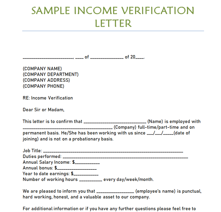 10+ Customizable Proof of Income Letter Templates MS WORD