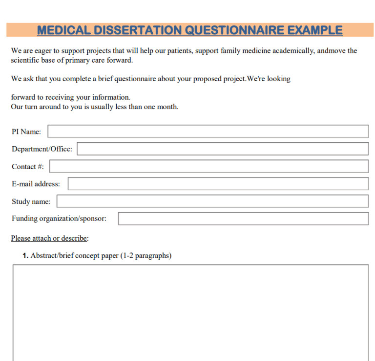 4+ BEST Dissertation Questionnaire Examples + Writing Guide