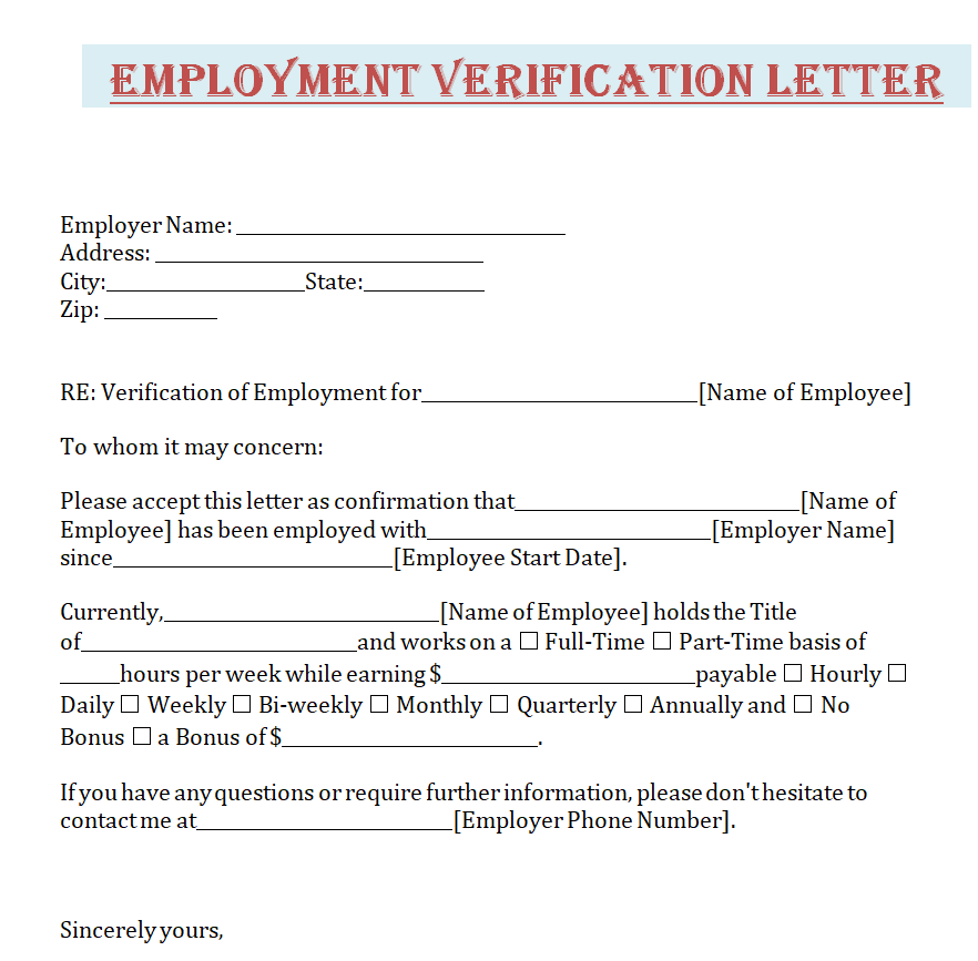 8+ Formal Employment Verification Letter Samples in MS WORD - Templates ...