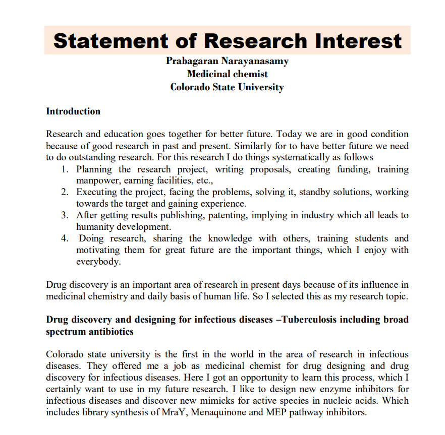 what is a research statement used for