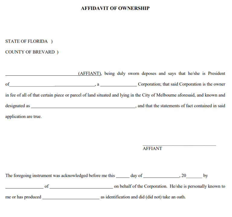 Download 12 BEST Affidavit of Ownership Templates