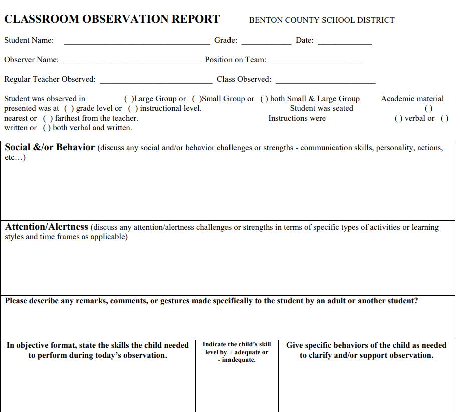 16+ Classroom Observation Report Samples [PDF & WORD] - Templates Show