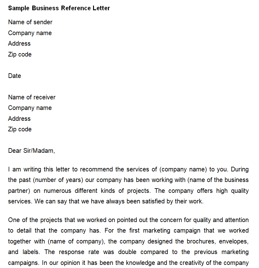 18+ Easy-To-Use Business Reference Letter Templates in MS WORD
