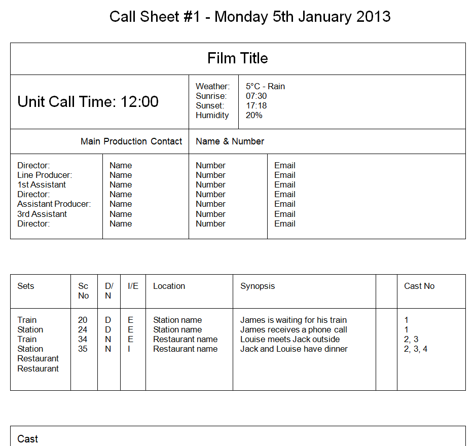 22+ Professional Call Sheet Templates [WORD & EXCEL]