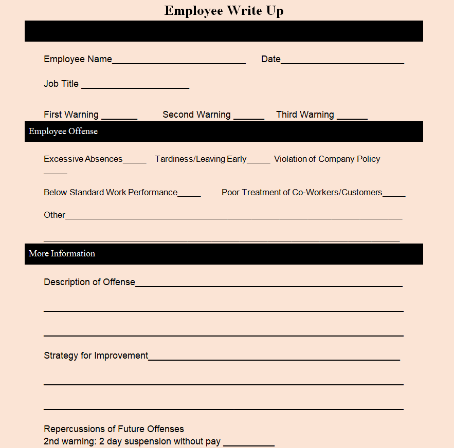 Top 18 Employee Write-Up Form Templates