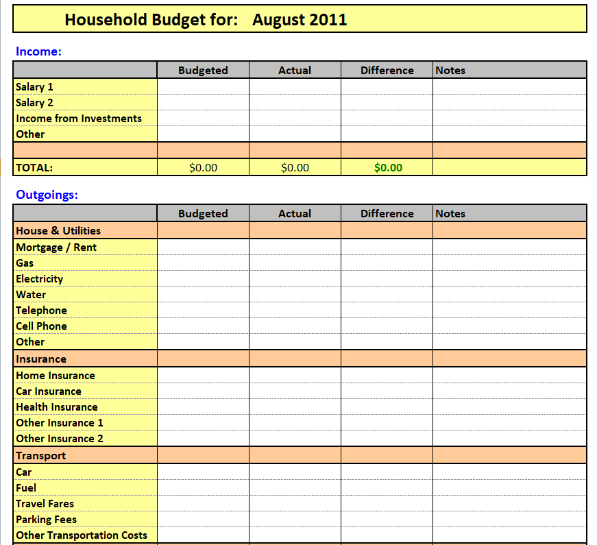 18+ Handy Household Budget Templates [Excel & Word] - Templates Show