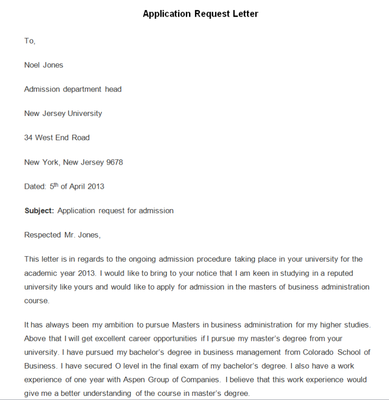 45 Perfect Letter of Application Templates in MS WORD