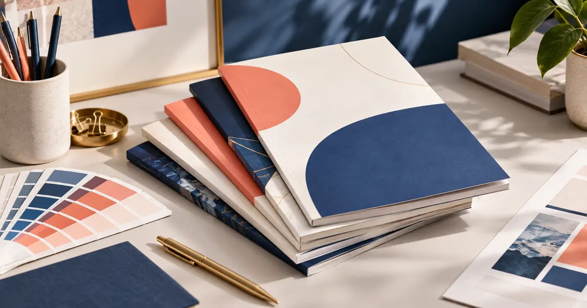 Professional report cover page designs with typography tools and color swatches