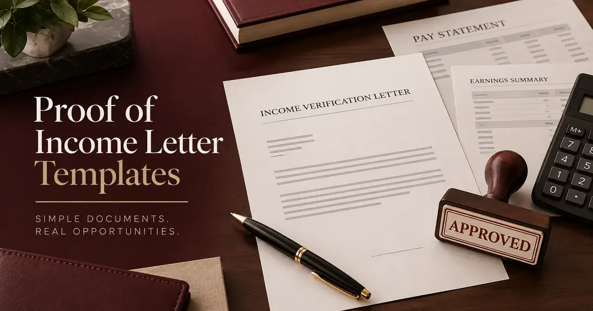 Proof of income letter with calculator and verification stamp