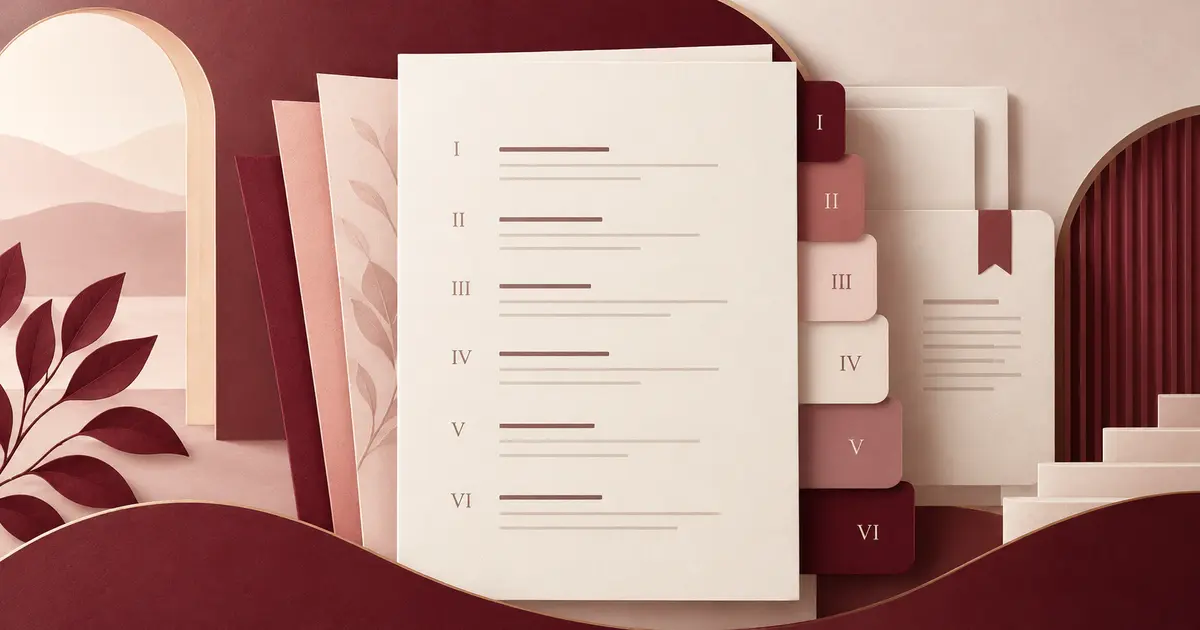 Table of contents pages with section tabs and document navigation
