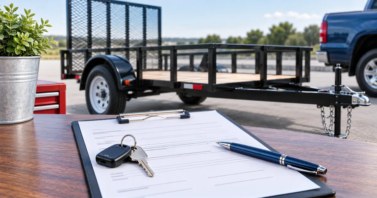 Trailer bill of sale document with utility trailer and ownership transfer